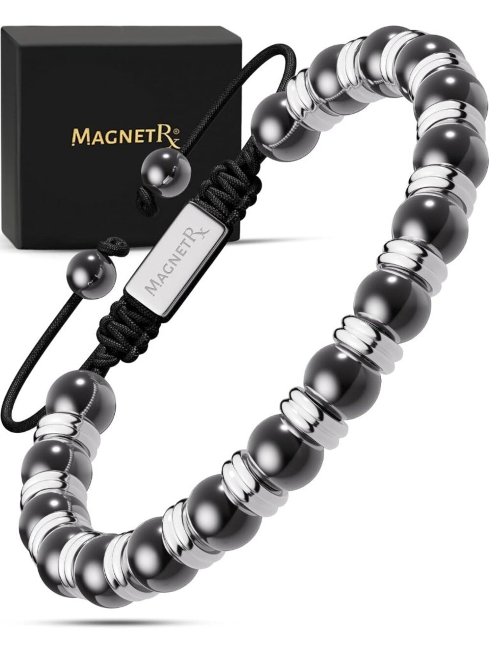 Stylish Silver Titan 8mm Hematite Magnetic Beaded Bracelet for Wellness
